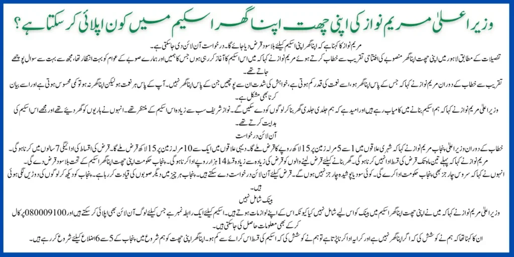 Eligibility Criteria for CM Punjab Maryam Nawaz's Apni Chhat Apna Ghar Scheme: Who Can Apply