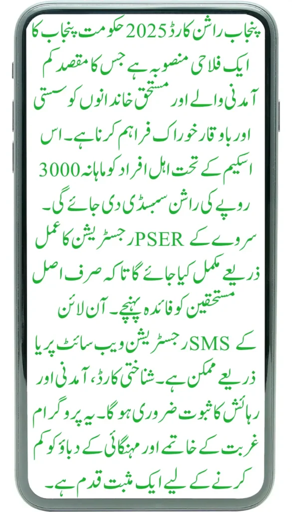 CM Punjab Rashion Card 2025 – Register Online Through PSER Survey – پنجاب راشن کارڈ