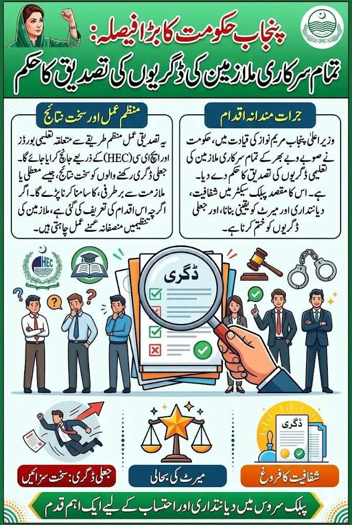 Punjab Govt Orders Degree Verification for All Employees