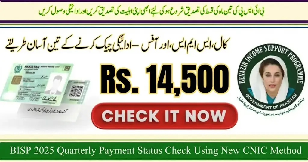 BISP Quarterly Payment Status Check Using New CNIC Method
