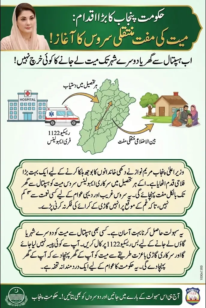 Free Dead Body Transport Service in Punjab Approved by Maryam Nawaz