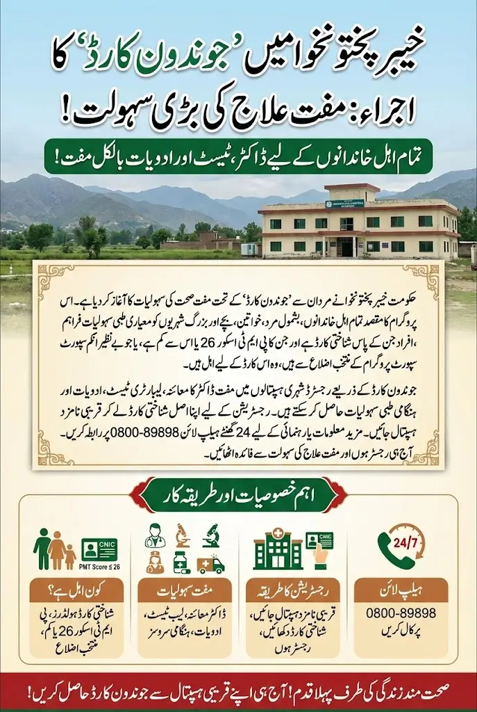 Free Health Services Launched in Khyber Pakhtunkhwa under Jwandun Card