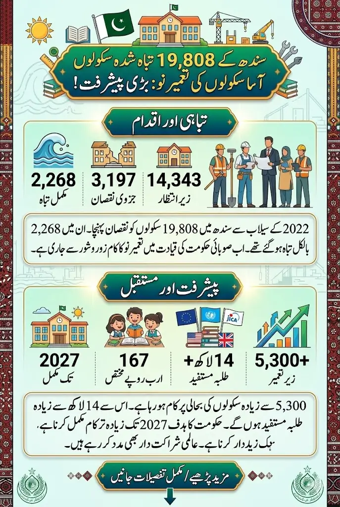 19,808 Schools Destroyed in 2022 Floods – Syed Murad Ali Shah Highlights Sindh School Reconstruction Progress