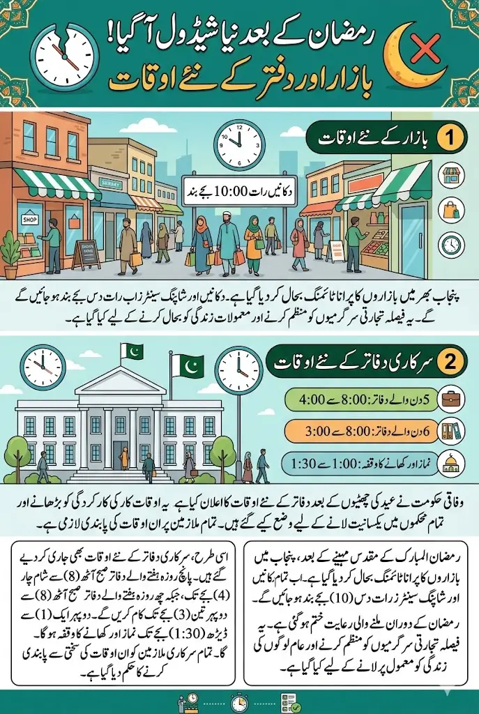 Punjab Market Timings After Ramadan Restored New Office and Market Working Hours Announced