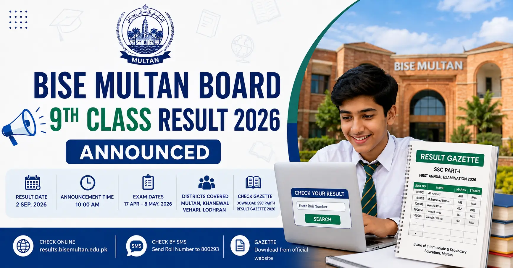 9th Class Result BISE Multan Board 2026 Gazette