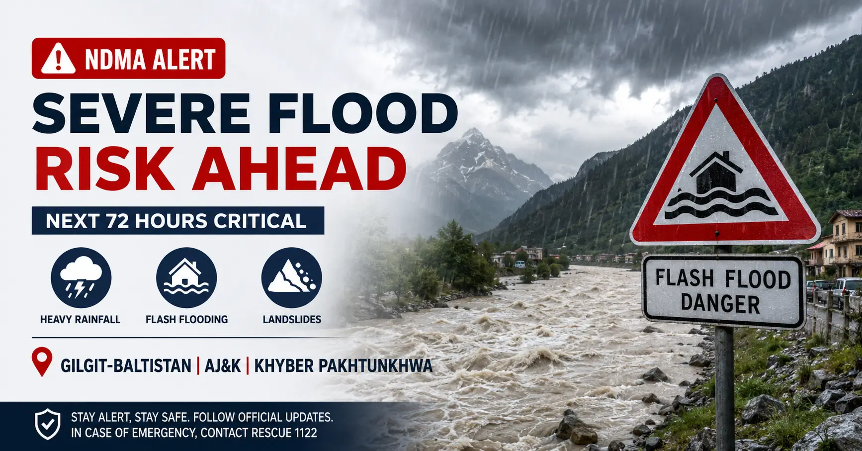 NDMA Issues Severe Flood Alert for Northern Areas, Warns of Flash Flooding Over Next 72 Hours