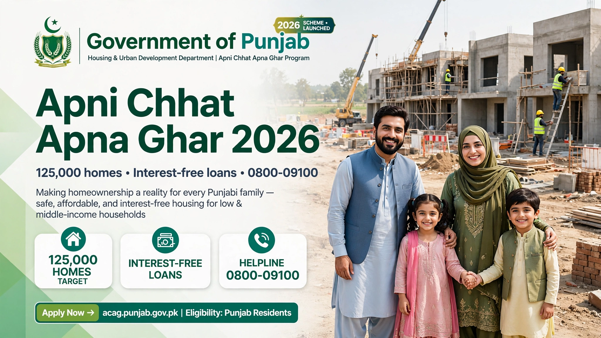 Apni Chhat Apna Ghar scheme 2026 Punjab housing eligibility apply