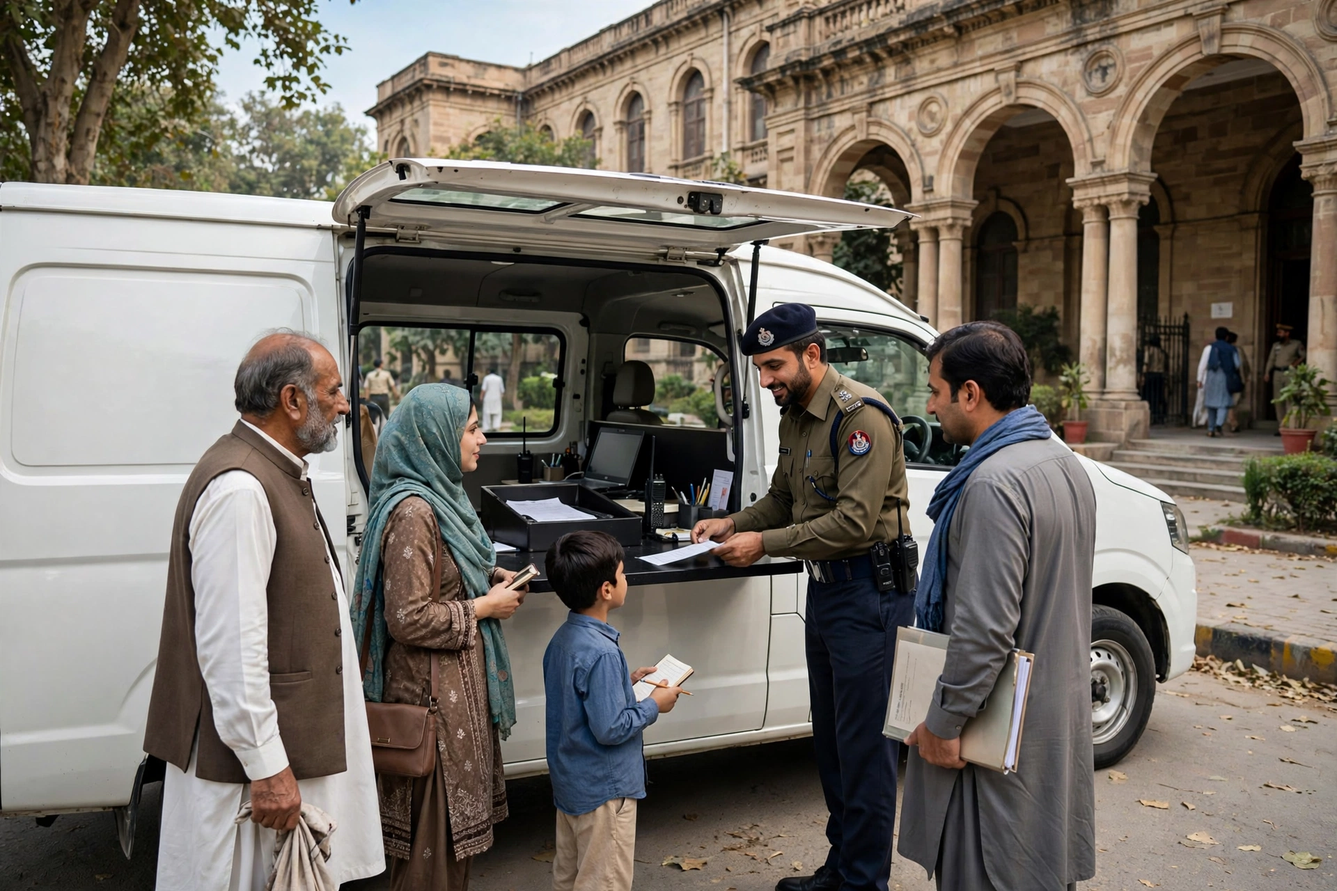 Punjab mobile police station van providing doorstep police services to citizens