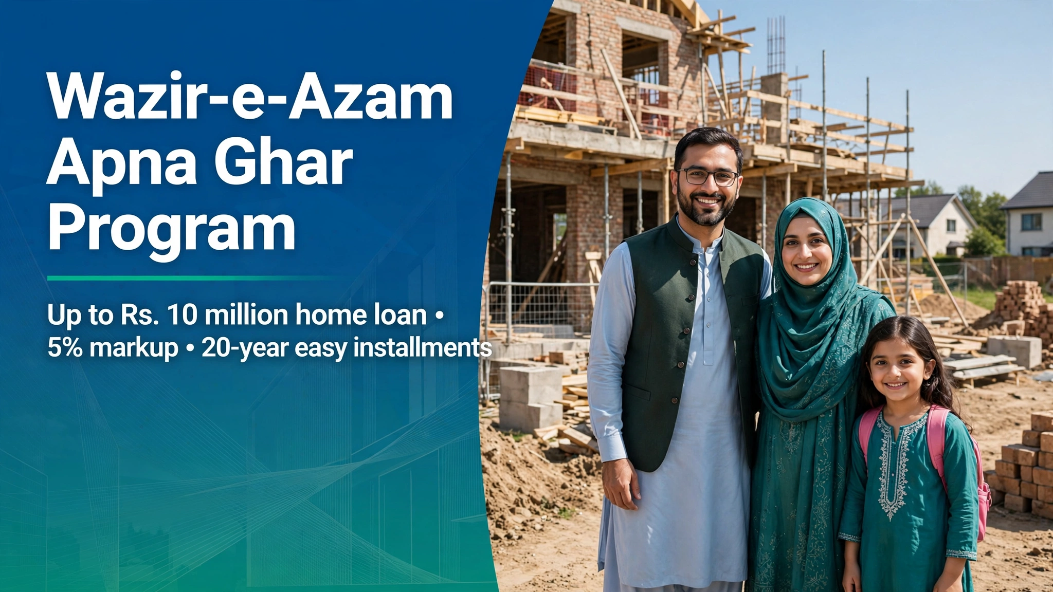 Wazir-e-Azam Apna Ghar Program 2026 Rs 10 million home loan 5 percent markup